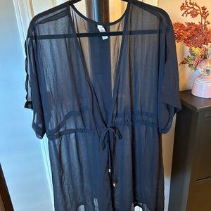 Swim by Cacique Lane Bryant Swim cover up black sheer plus size 18/20 EUC